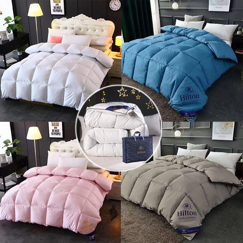 【秋冬特惠！貨到付款】希爾頓5星酒店專用羽絨被，單人/雙人任選，成本價出售，95%白鵝絲絨，保暖度高✅彈性回彈好，睡覺超暖和~
